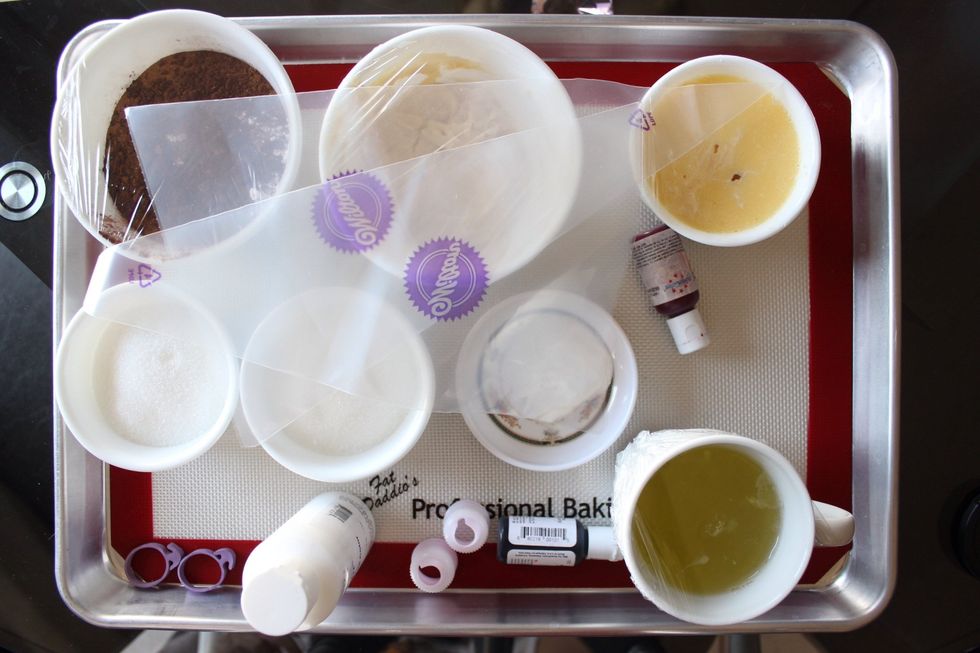 Gather all your ingredients and tools. Ensure that all ingredients are at room temperature before whipping up your cake batter. If your ingredients are cold, you will end up over beating your batter.