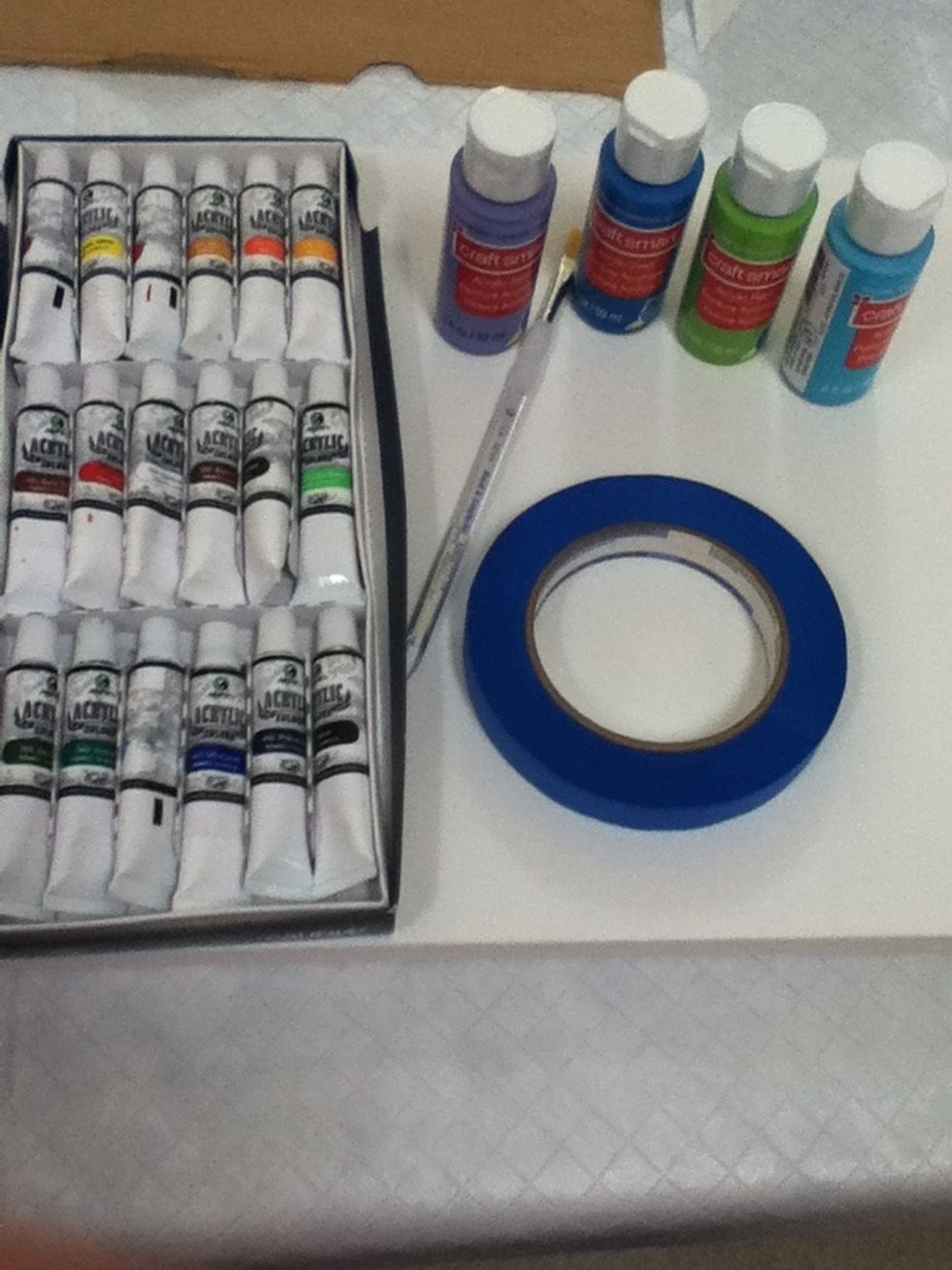 Gather all your supplies and get to an area where it's ok if paint gets on it