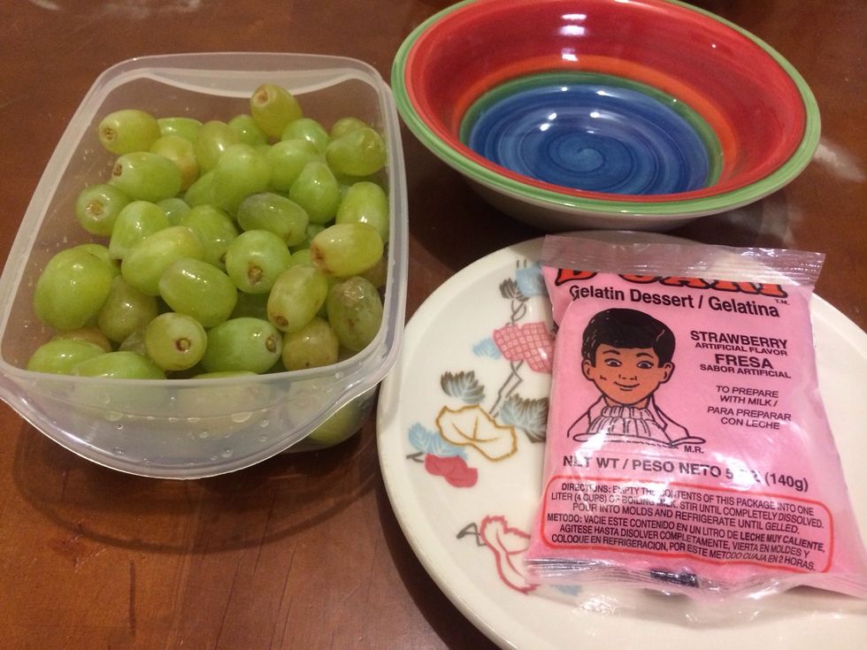 Gather all your supplies, I used an off brand gelatin strawberry flavored. I find that jello brand works better because it's a finer powder but this worked fine.