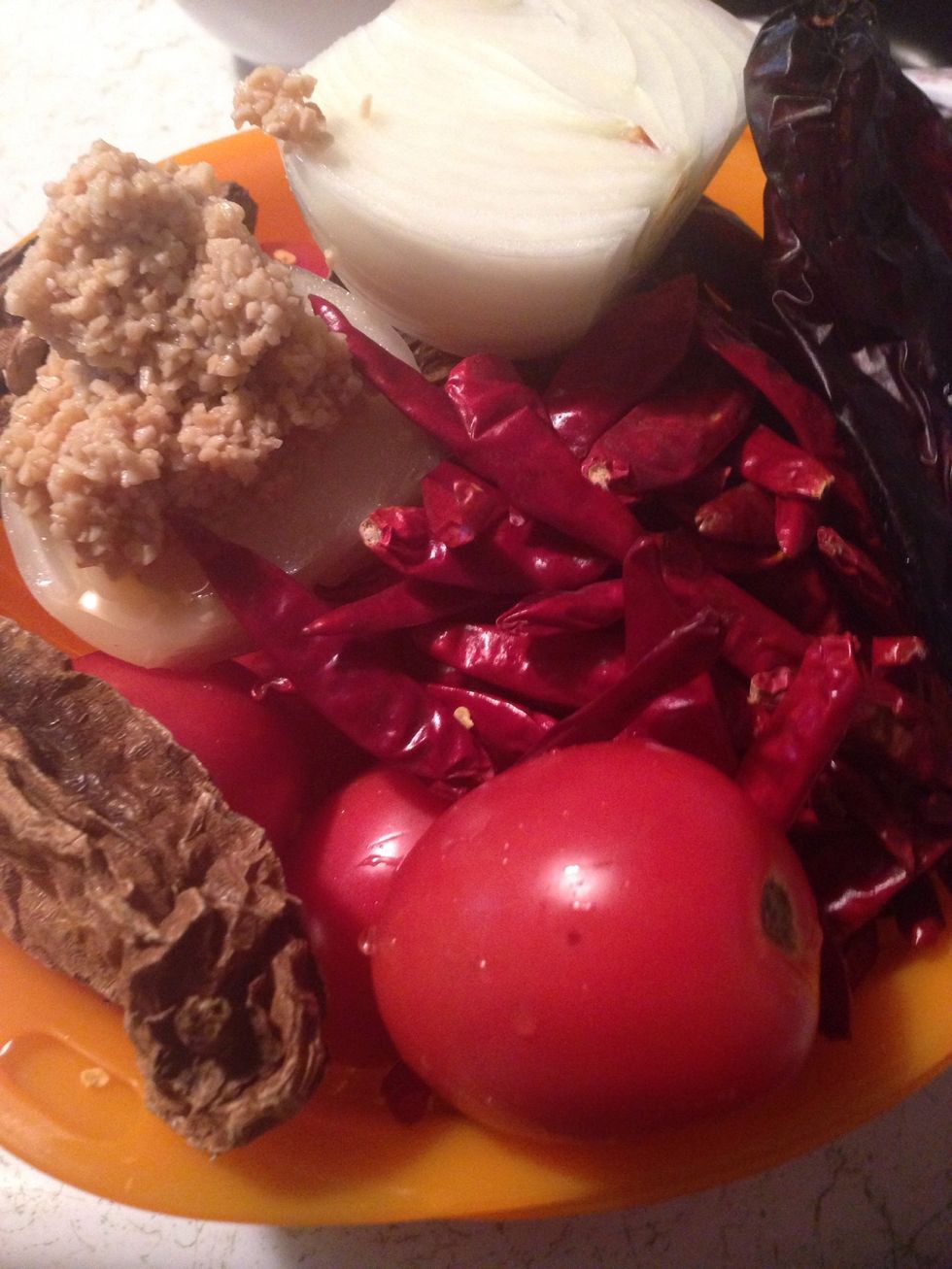 Gather and clean all the ingredients for the sauce.
