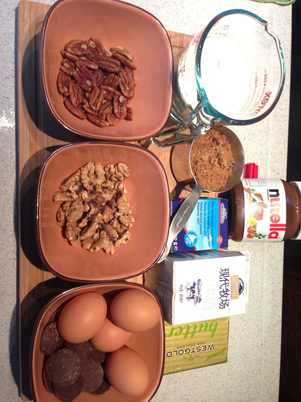 Gather baking ingredients. (Nutella optional)