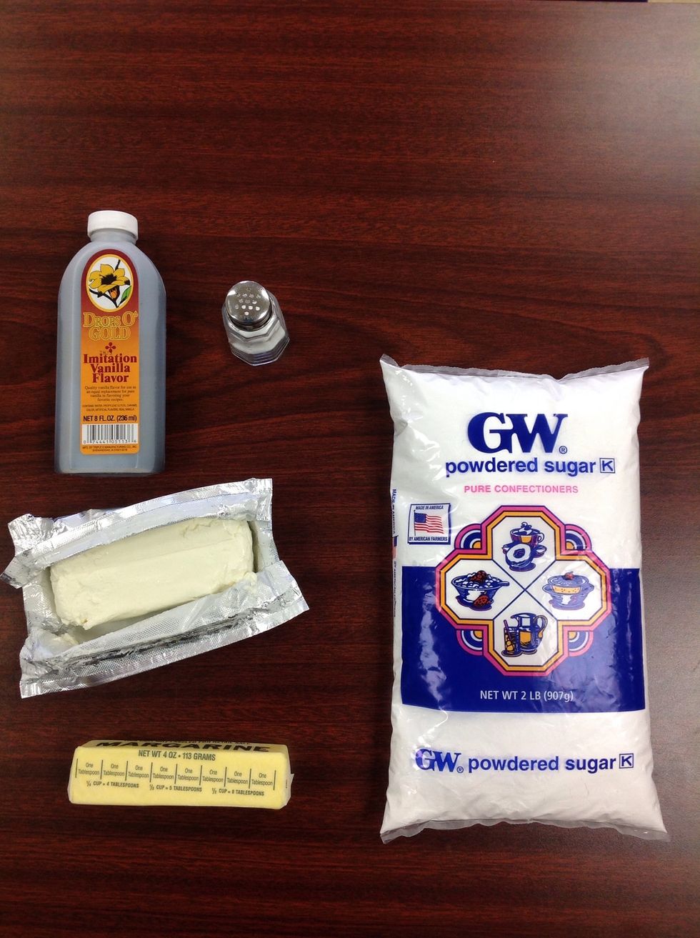 Gather frosting ingredients.