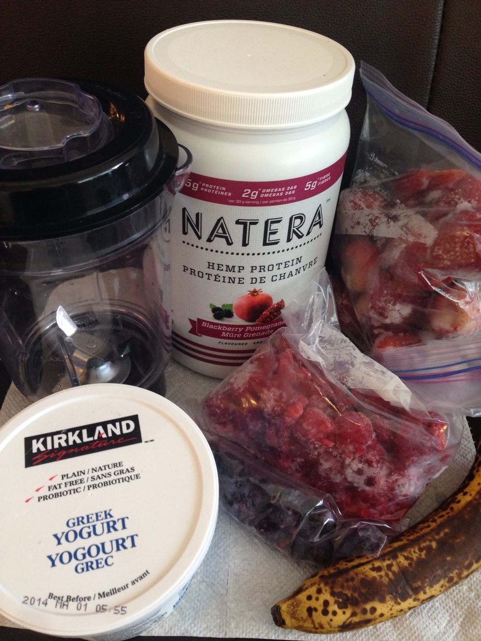 Gather ingredients and blender.