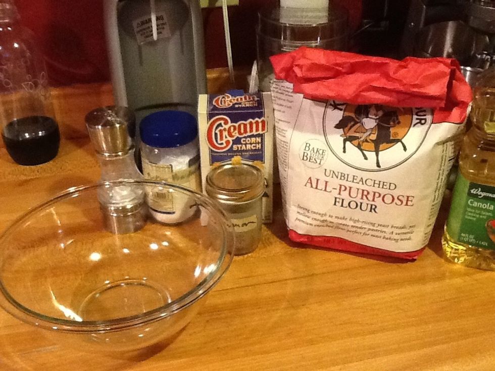 Gather ingredients and medium sized bowl. You will also want a glass measuring cup that will hold about two cups.
