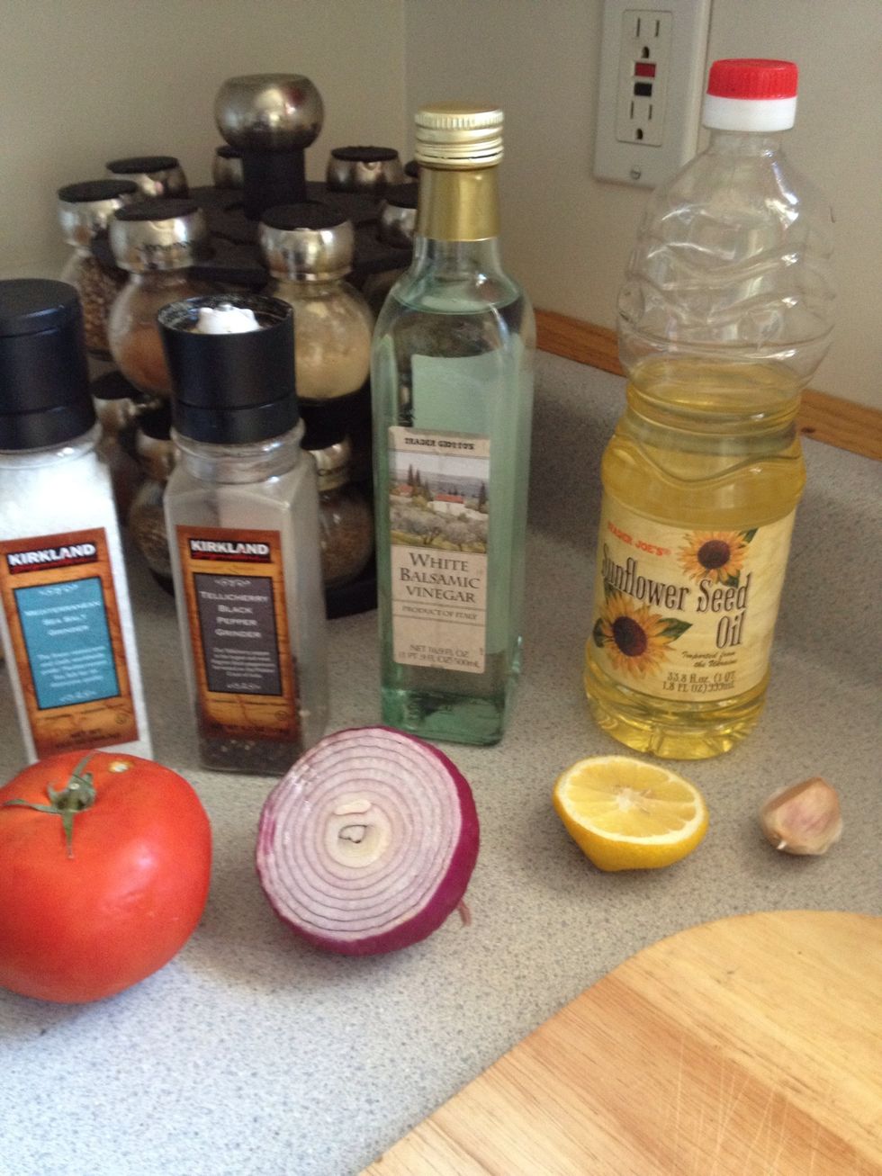 Gather ingredients, forgot to include basil in this pic. Sorry basil