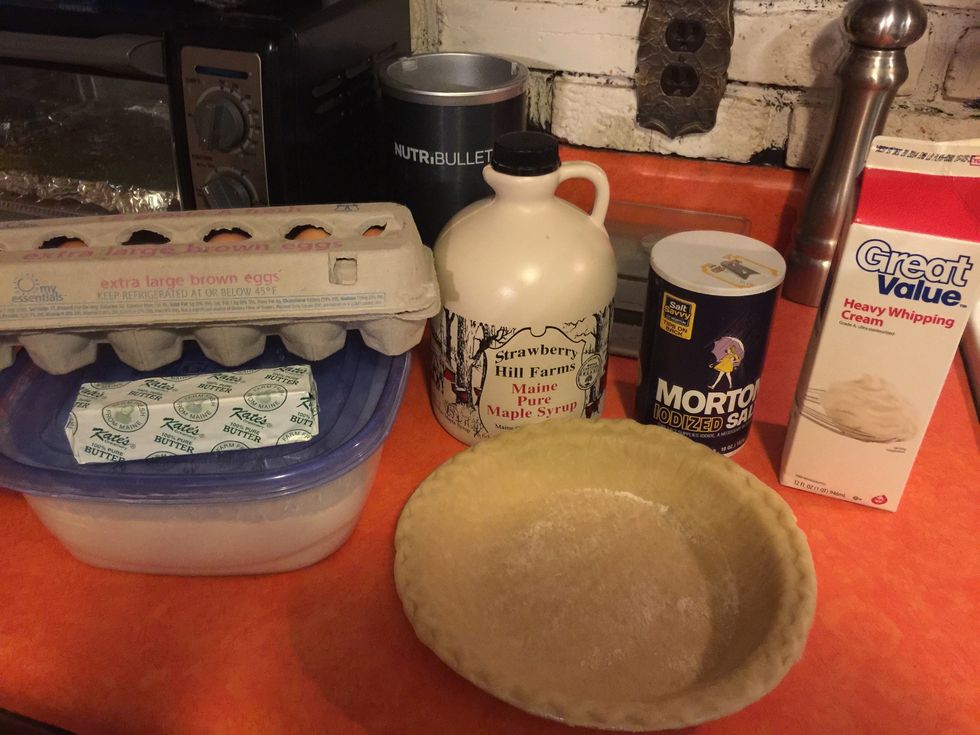Gather ingredients- make sure it's pure maple syrup
