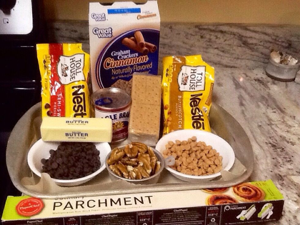 Gather ingredients.  Preheat oven to 350 degrees.