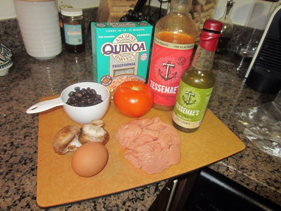 Gather ingredients. You can use Tessemae's cracked pepper in place of Zesty Ranch too.