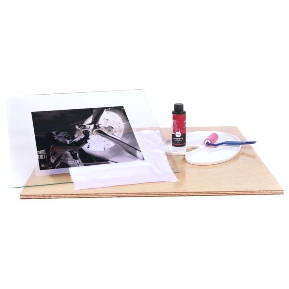 Gather materials for your project. We like using a lacquered piece of plywood as our work surface - it's portable & easily cleaned with a wet paper towel once the project is finished.