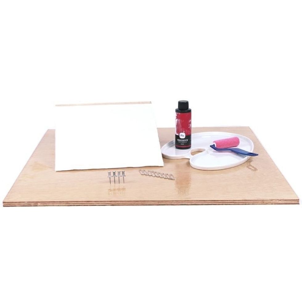 Gather materials for your project. We like using a lacquered piece of plywood as our work surface - it's portable & easily cleaned with a wet paper towel once the project is finished.