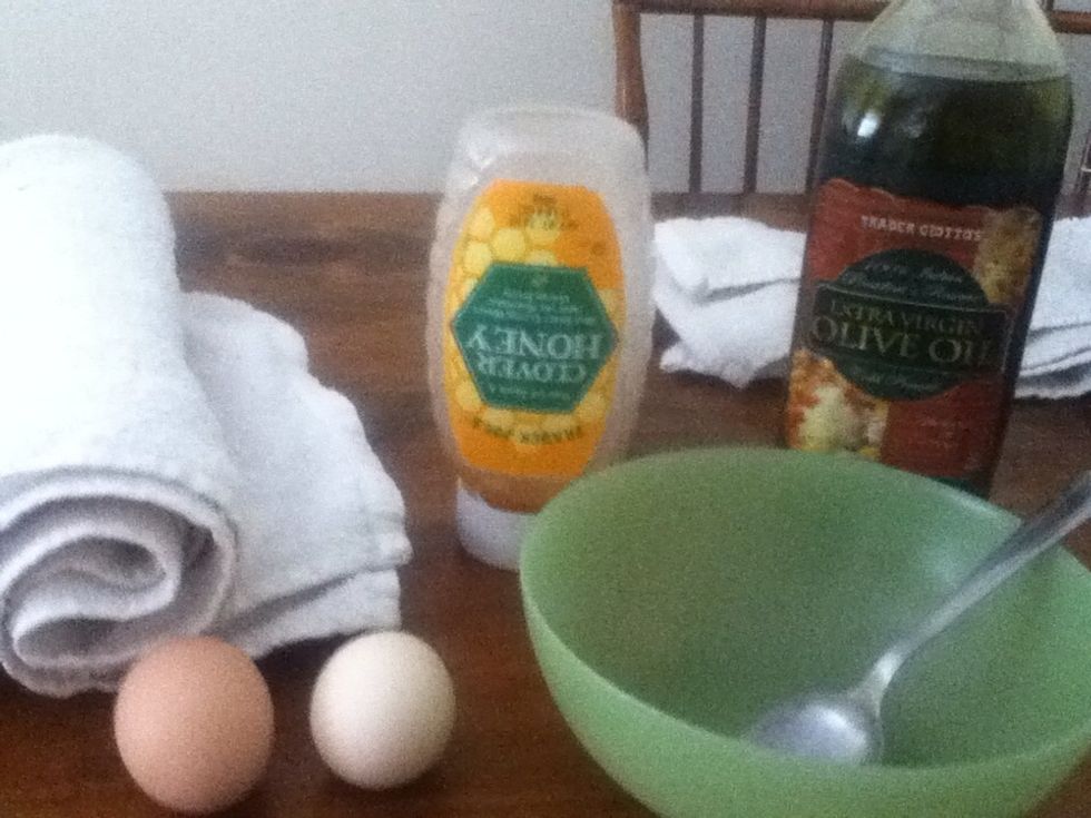 Gather materials( u only need a small amount of olive oil)