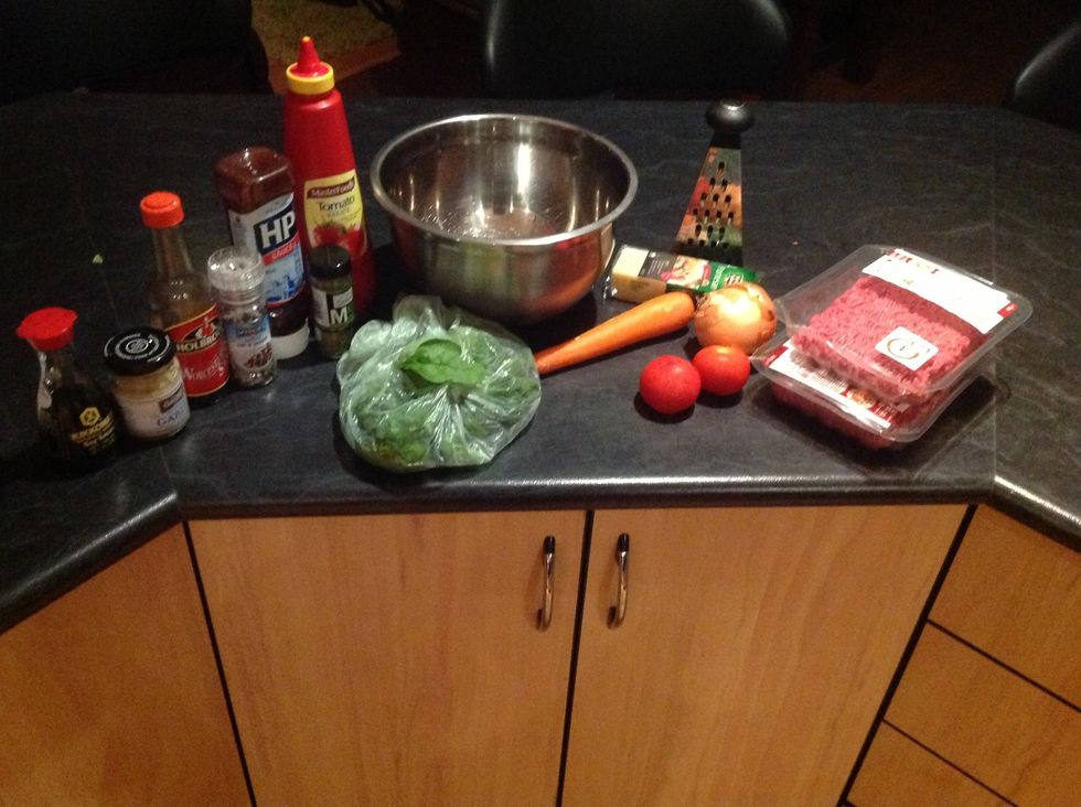 Gather meatball ingredients