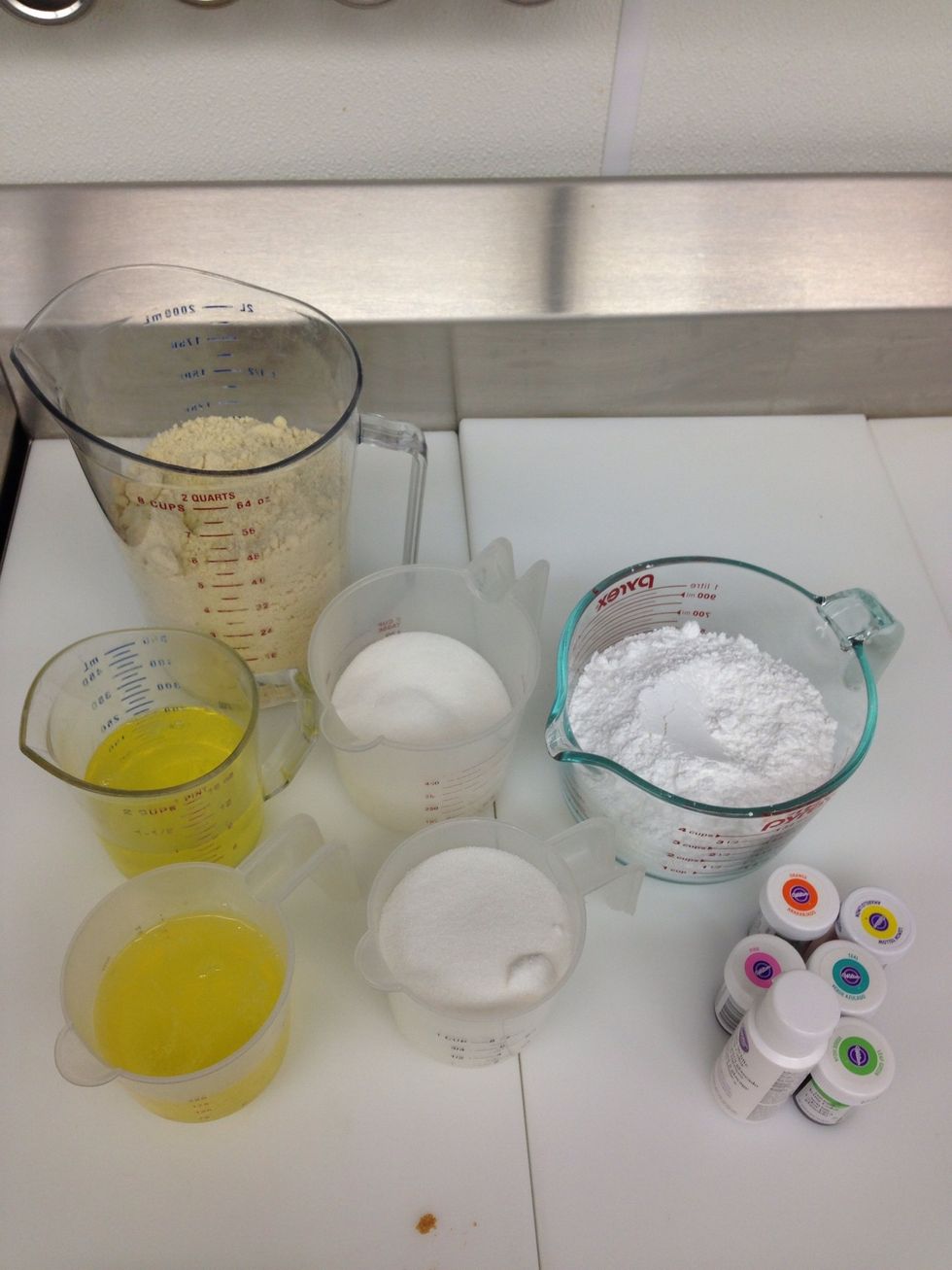 Gather mise en place. Note: all measurements are by weight to ensure total accuracy.