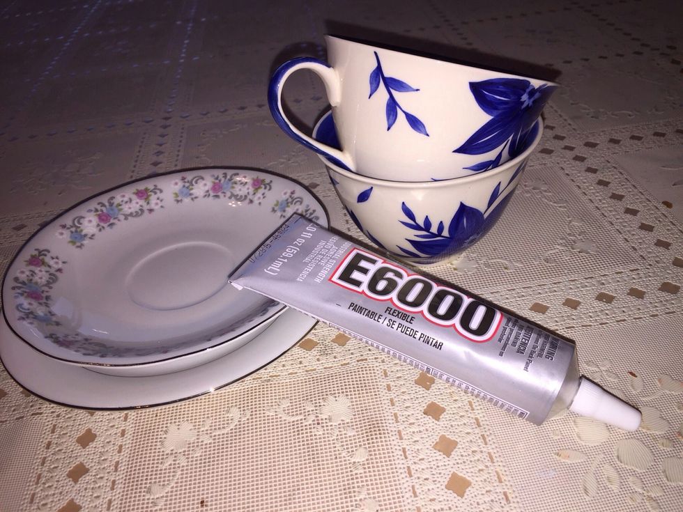 Gather supplies.  (I am attaching photos from two separate crafting days.   I used both tea cups, and coffee mugs.)