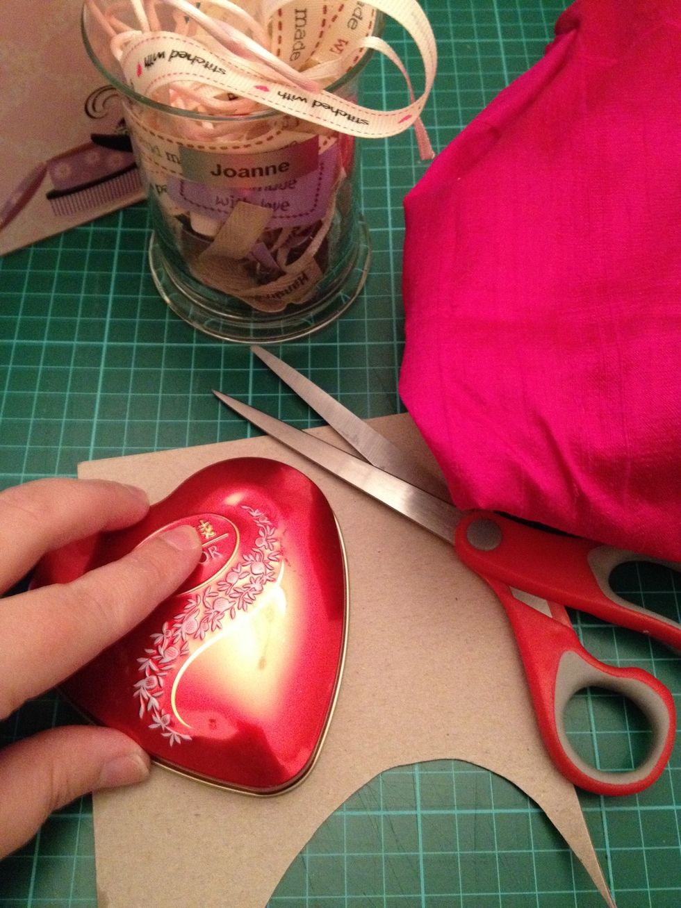 Gather supplies, I found a tin in a lovely size and shape so used that as a template