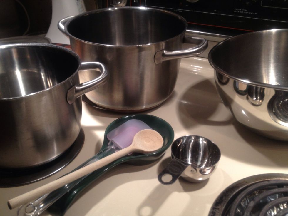 Gather supplies. I'll be using the large pot with a lid to pop my popcorn. If you have an air popper that works to. Just don't use microwave popcorn. Yuck.