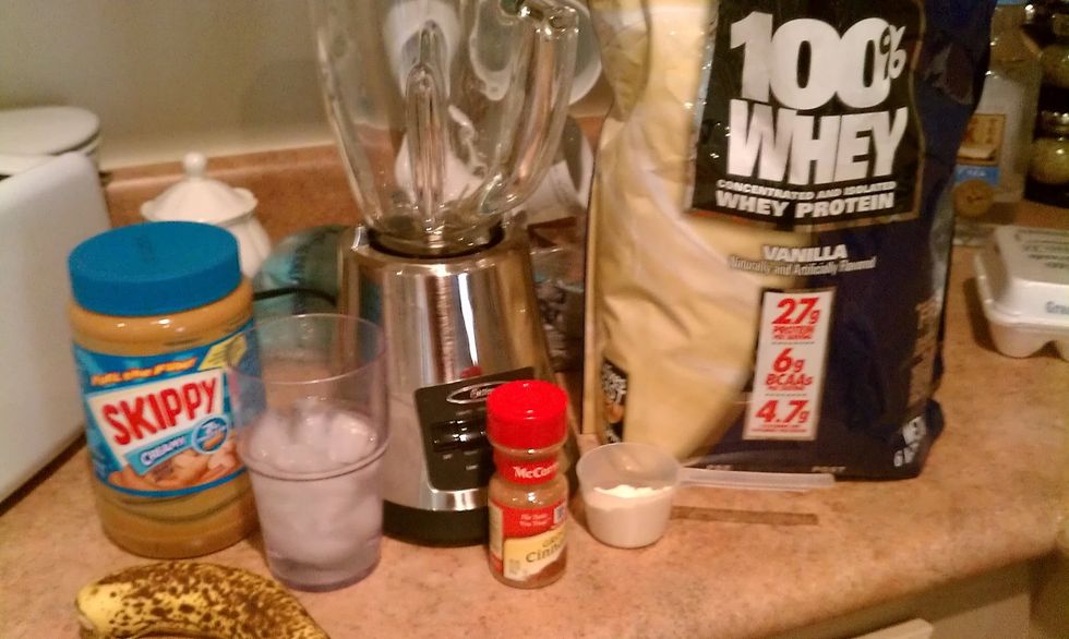 gather supplies *I use only half a serving of the protein powder but its all up to you.*