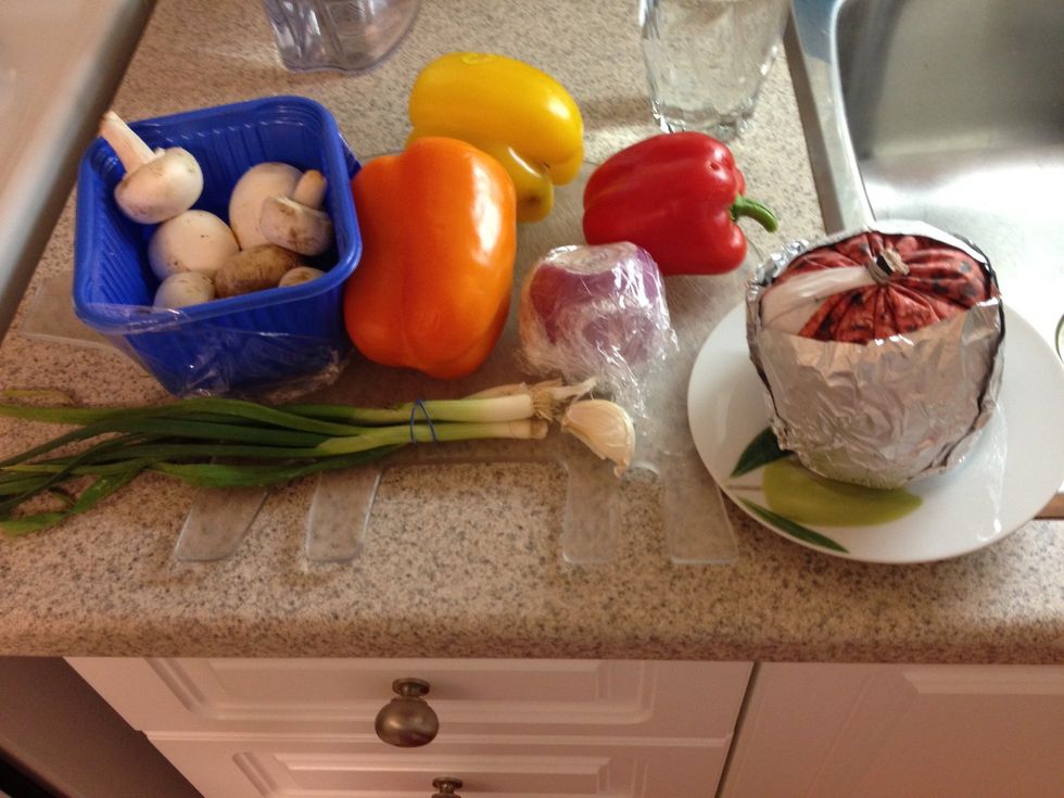 Gather supplies. I used ALOT of peppers. To your own taste.