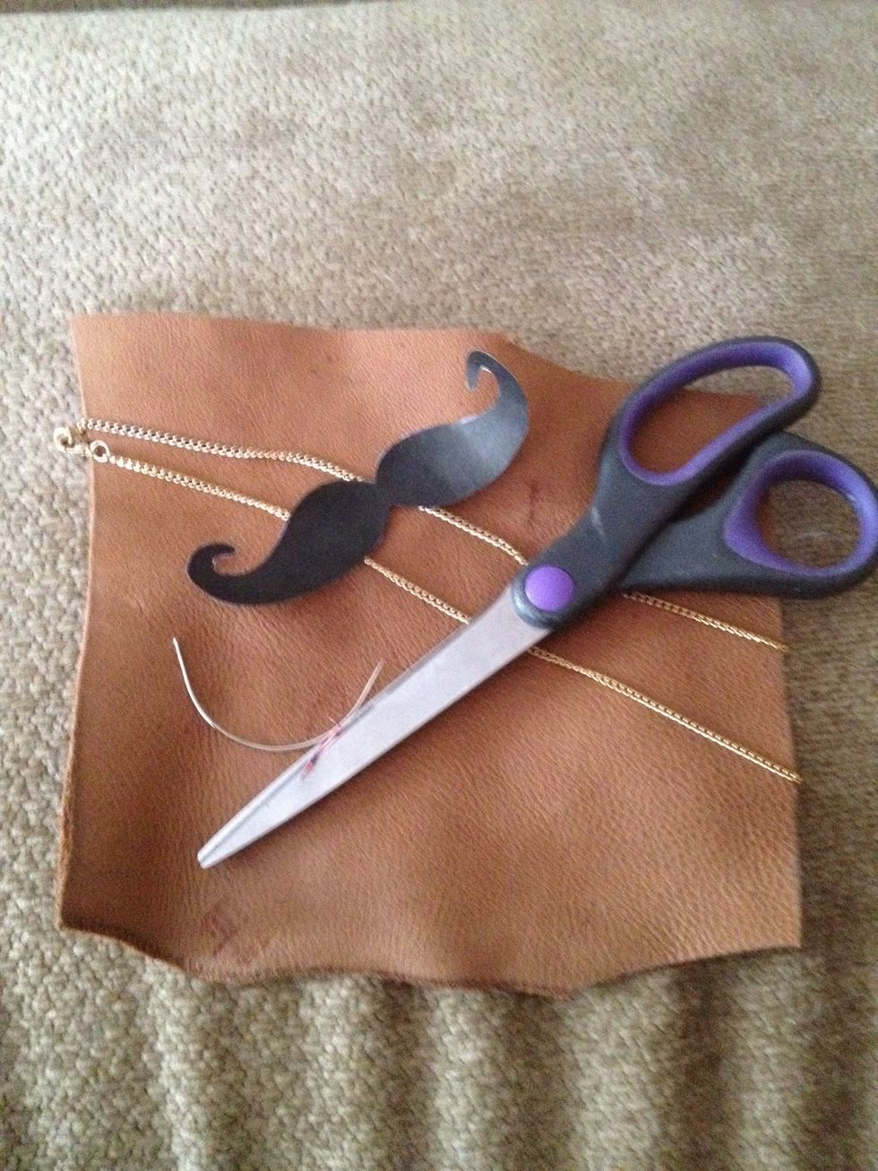 Gather supplies. Leather scraps can be found in most hobbie shops sold by a bag. Also my template was from google and I just resized it.