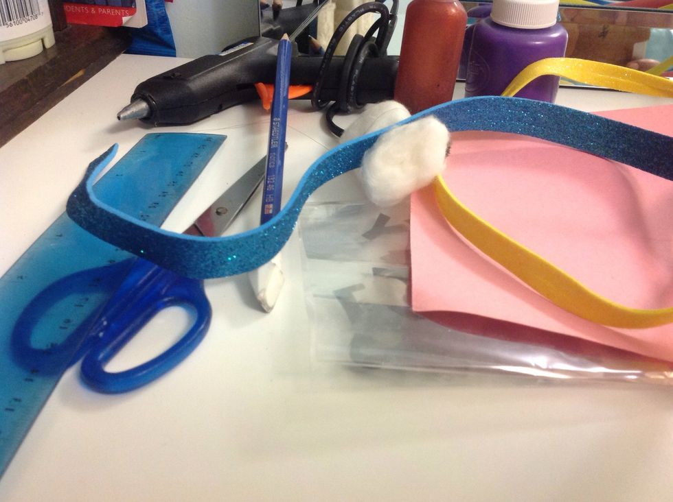Gather supplies Pencil/pen scissors cardboard paper cotton sparkly letters and the rest!