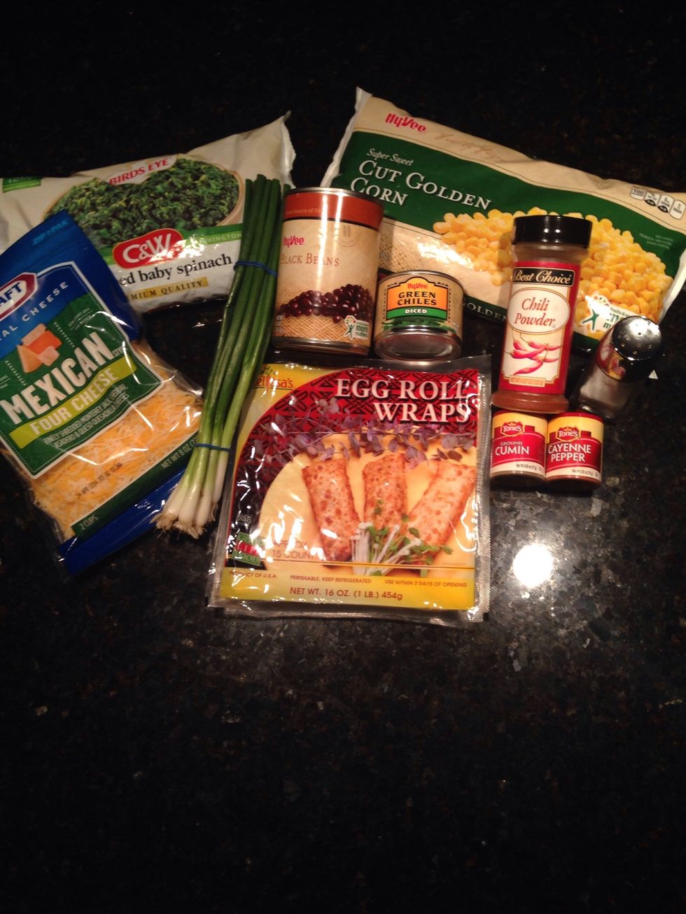 Gather supplies. Thaw corn and spinach before hand.