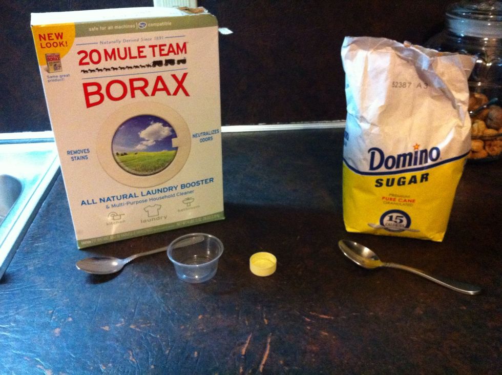 Gather supplies. You'll need equal parts of Borax and Sugar. Please be careful not to get the Borax in your Sugar supply.