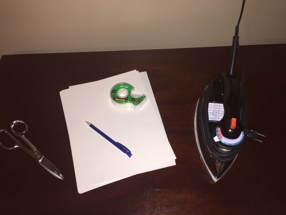 gather supplies you will need paper, scissors, tape, an iron and a pencil