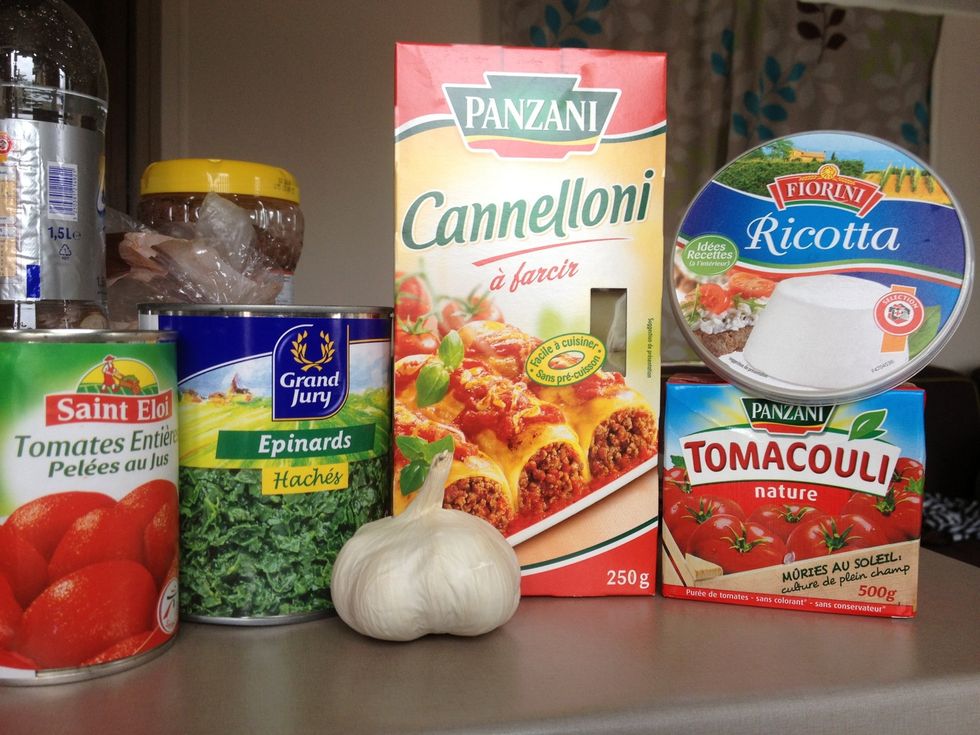 Gather the ingredients. I am on holiday and this is all I could ind so they're mostly equivalent items.