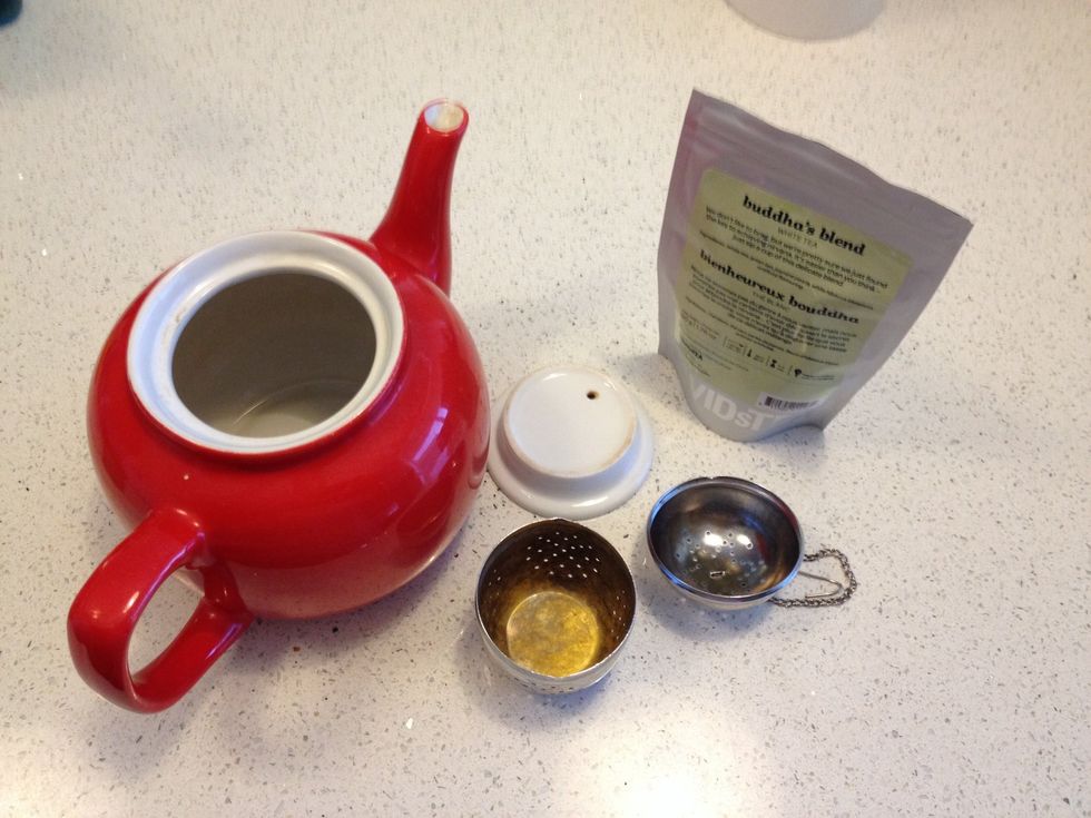 Gather together your favourite loose tea that you usually enjoy hot, an oversized tea ball, and tea pot. (Not pictured was a lime.)
