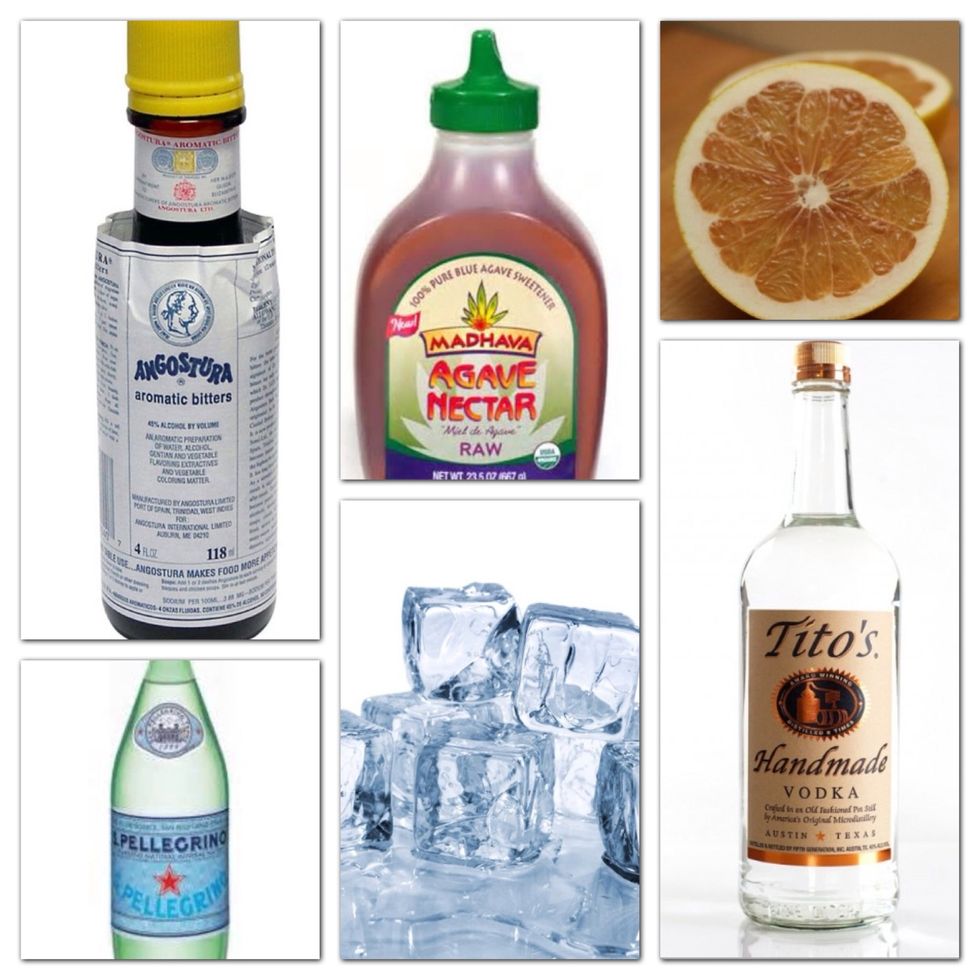 Gather up your ingredients. (We like Tito's Vodka.) Pellegrino or other sparkling water can sub in for soda if you'd like!