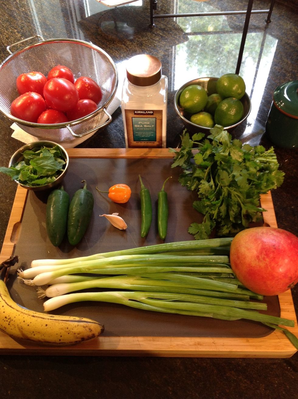 Gather, wash & prepare your ingredients start with the tomatoes as they take the most time.