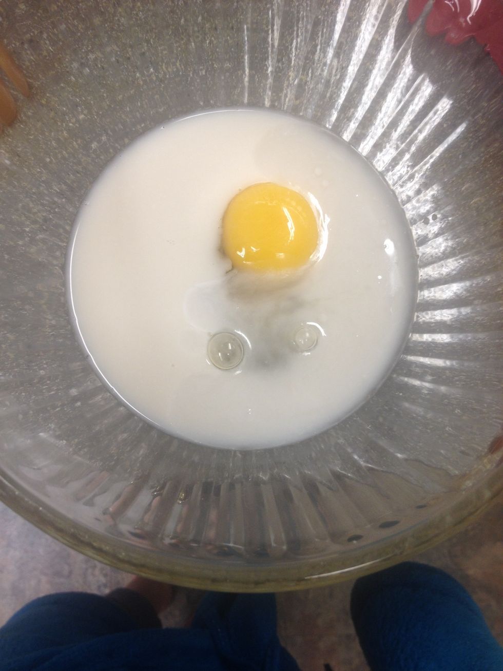 Gather wet ingredients in another. (Almond milk, egg, coconut oil)