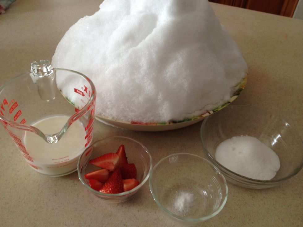 Gather what you need. The snow needs to be untouched! I just left a bowl out last night.