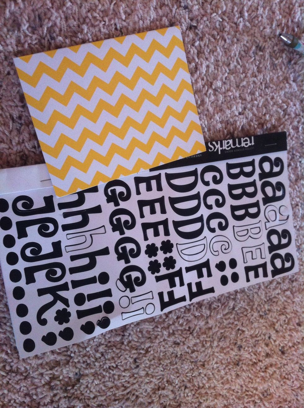 Gather your decorative card & scrapbook letters, (any color you want)