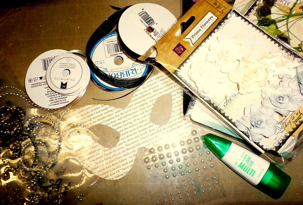 Gather your embellishing supplies. I took out more than I needed, but I like having lots of choices!