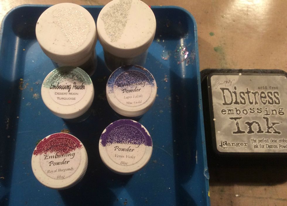 Gather your embossing powders and Embossing Ink