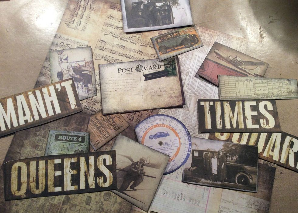 Gather your ephemera that you would like to utilize in your mini album.