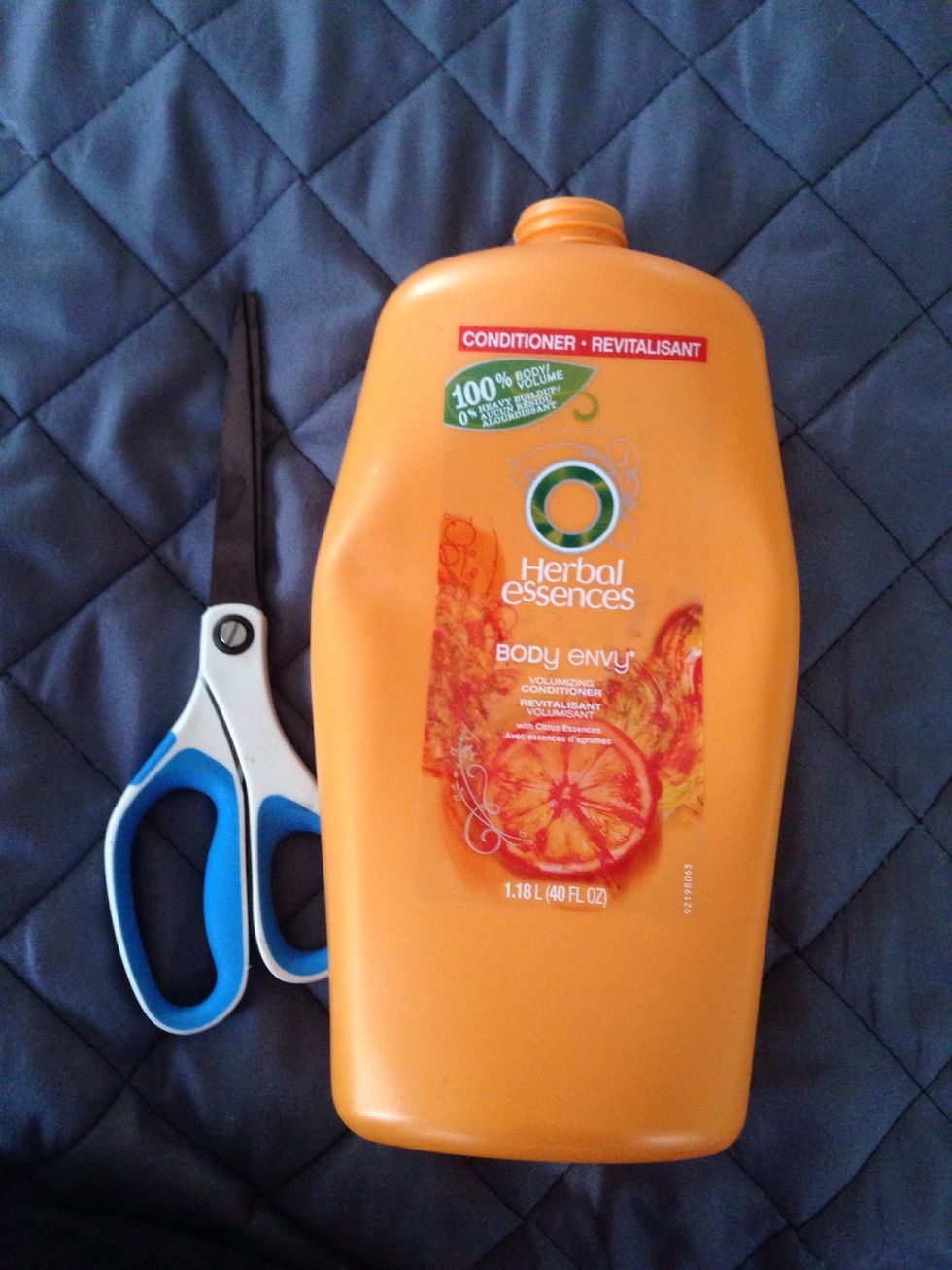 Gather your heavy duty scissors and a shampoo bottle of choice!
