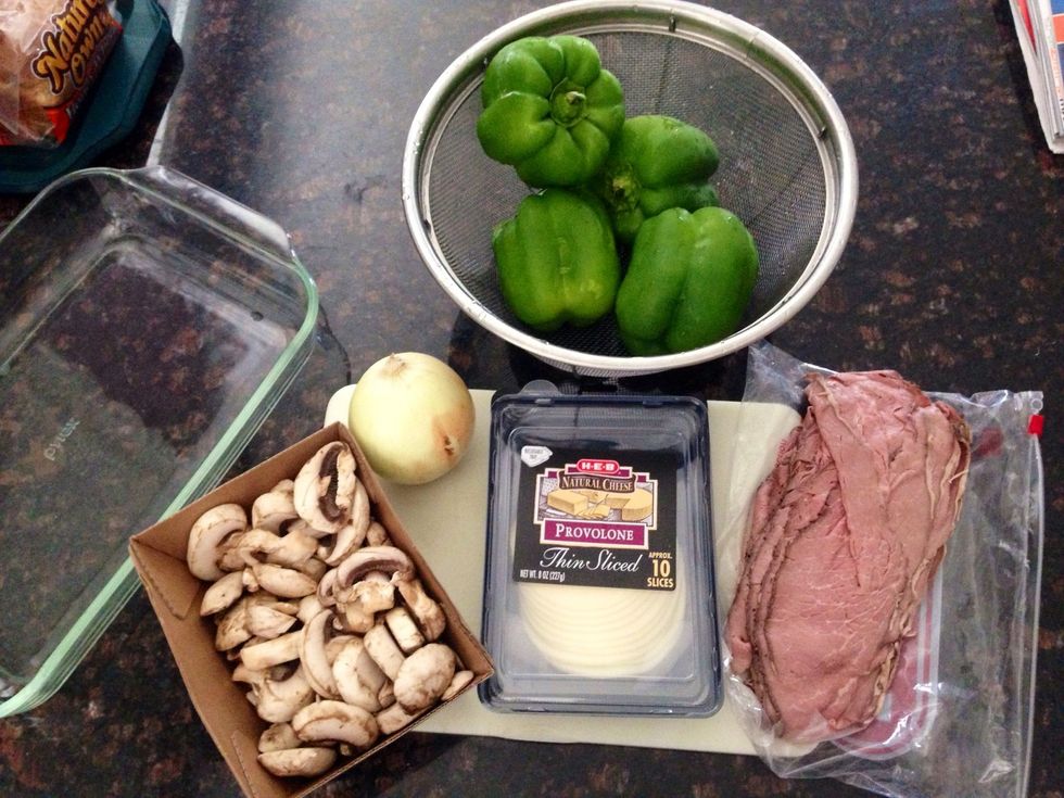 Gather your ingredients and Pre heat the oven to 350 degrees.