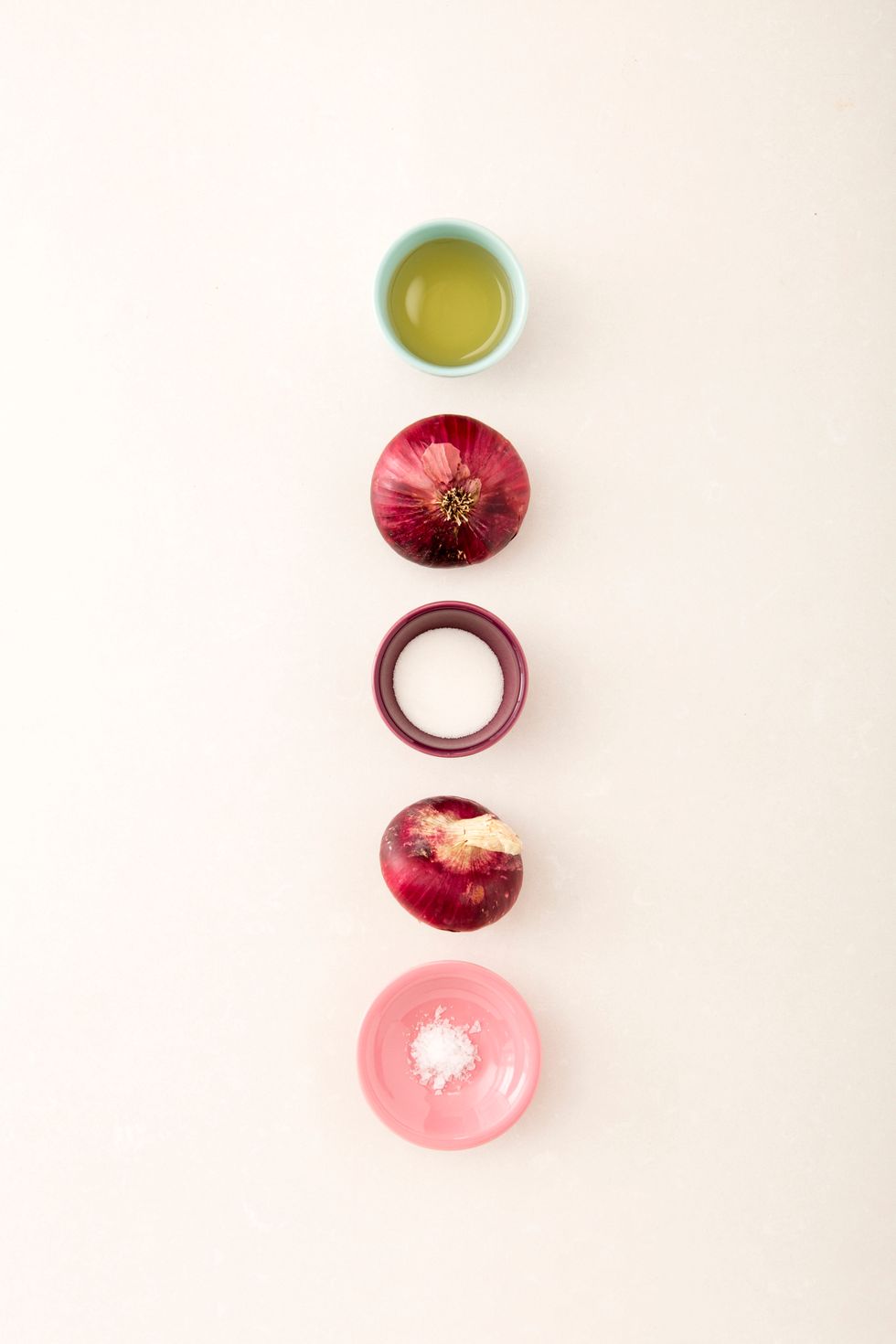 Gather your ingredients for pickled onions.