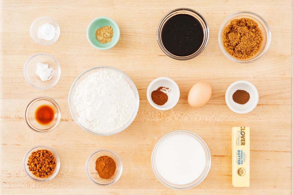 Gather your ingredients for the cupcakes.