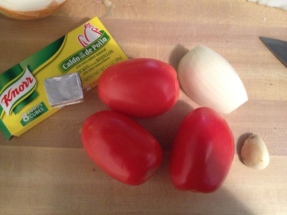 Gather your ingredients for the sauce. Not pictured 1 large garlic clove.