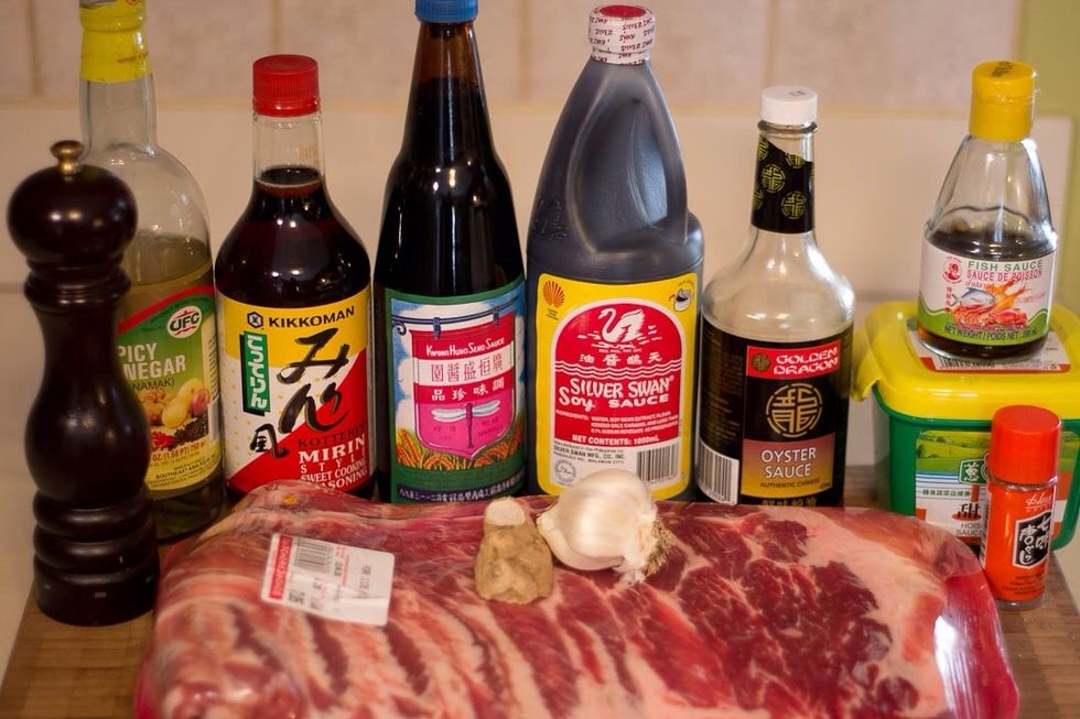 Gather your ingredients. Missing from this photo is the OJ, chili garlic sauce and brown sugar.