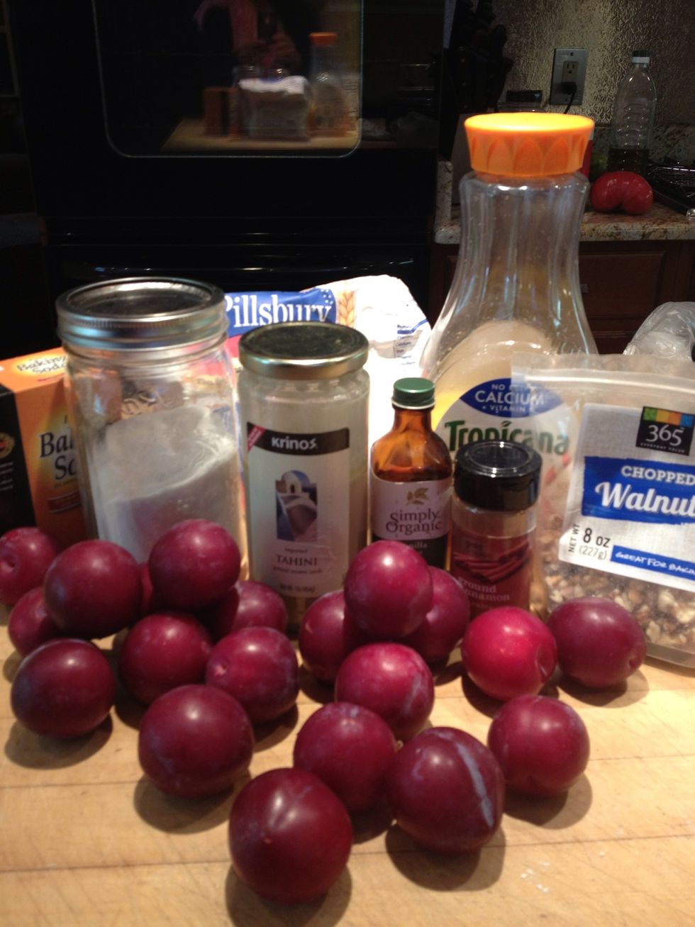 Gather your ingredients. Note I am subbing plums for apples which worked great.