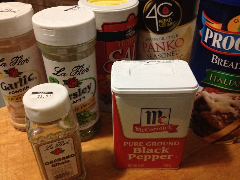 Gather your ingredients on your countertop before handling chicken and open all tops. Pour your oil into your frypan (don't heat yet).