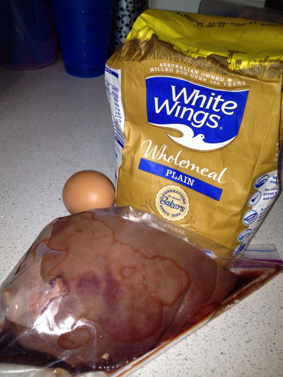 Gather your ingredients, please ensure liver and eggs are as fresh as possible.