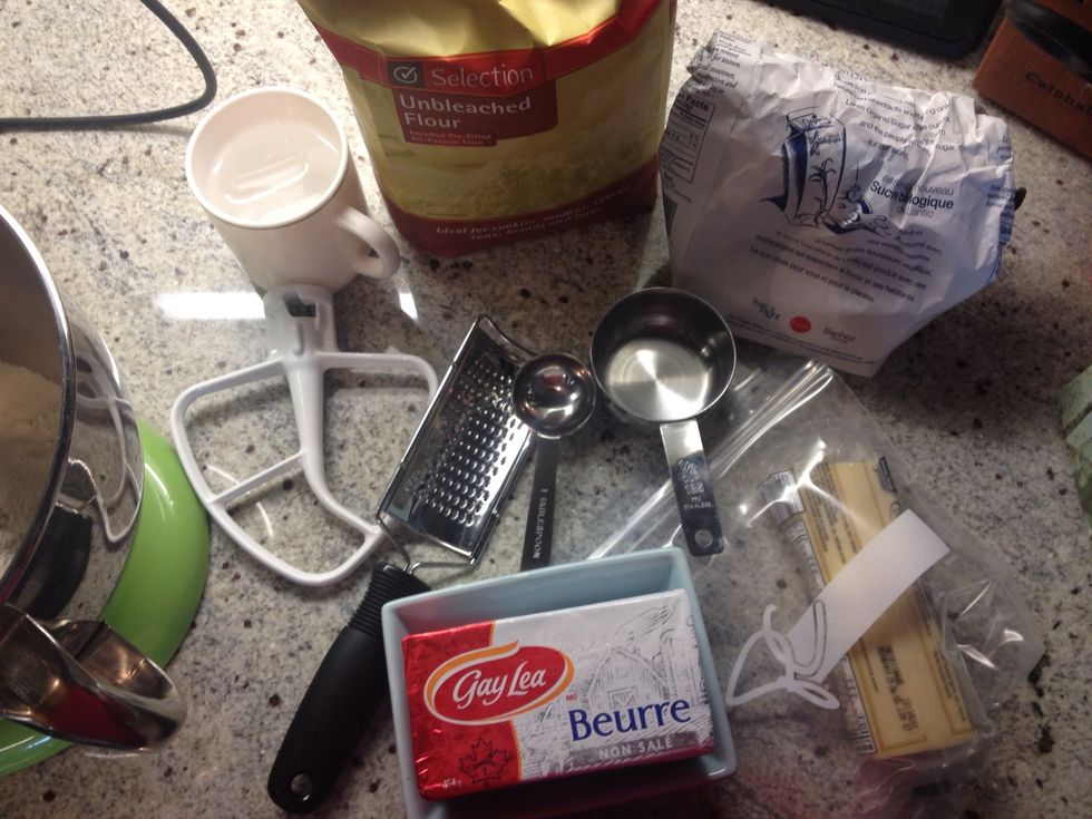 Gather your ingredients... This recipe makes enough pie dough for one double-crusted pie.