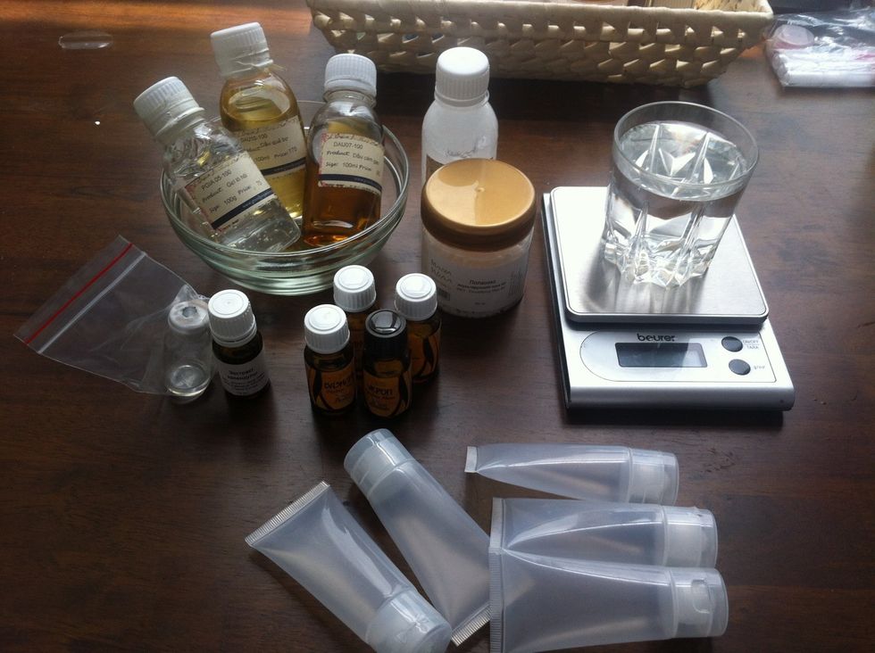 Gather your ingredients. You need a microwave safed glass bowl and a electric mixer as well.