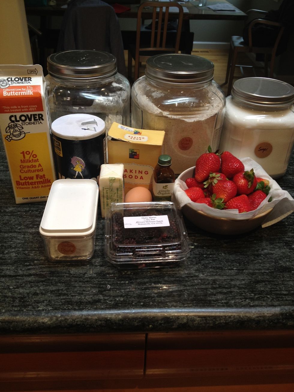 Gather your ingredients. You will also need two mixing bowls.
