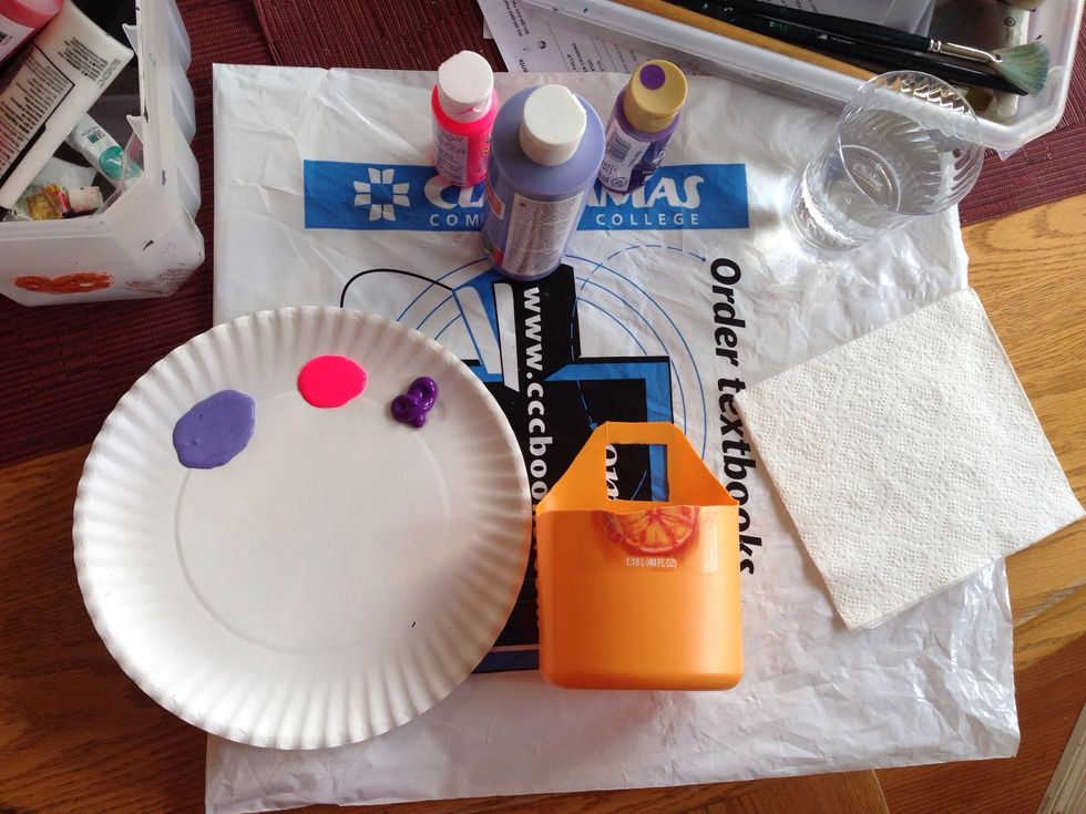 Gather your paint, and get ready to be creative! I am using acrylic paint, however I'm sure any paint would do just fine!
